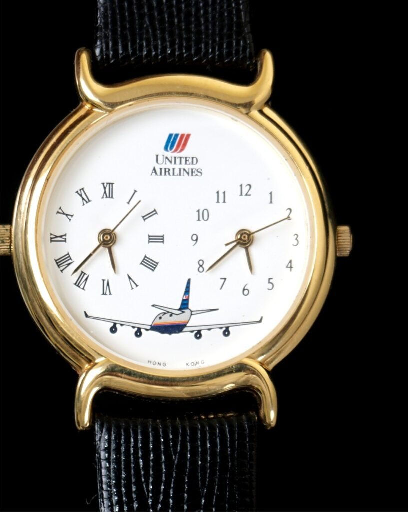 United Airlines Dualtime Vintage Swiss Quartz
