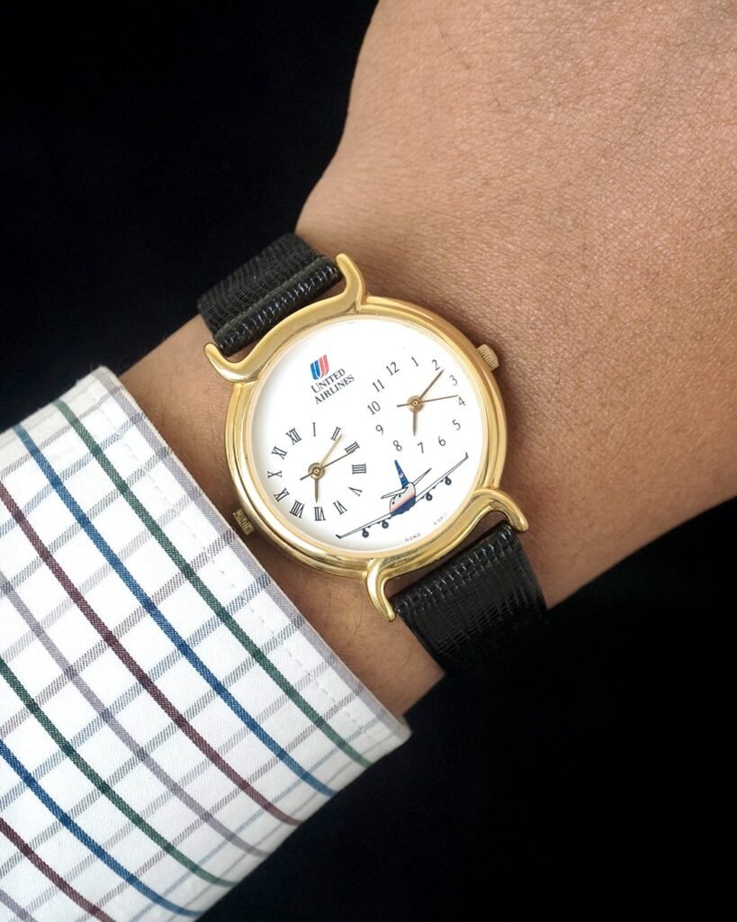 United Airlines Dualtime Vintage Swiss Quartz